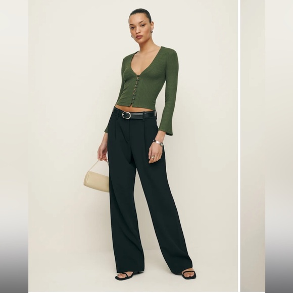 Reformation Gellar Knit Top Green - Size L - Picture 2 of 5